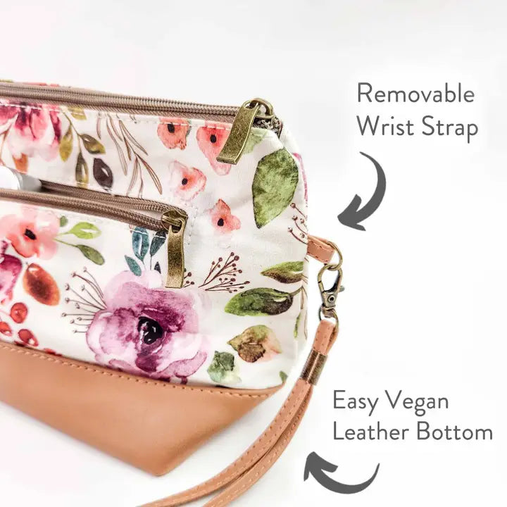 Spring Floral Trinity Bag – Medium Zippered Project Bag
