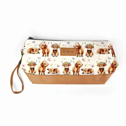 Maisy Highland Cow Trinity Bag – Medium Zippered Knitting Project Bag