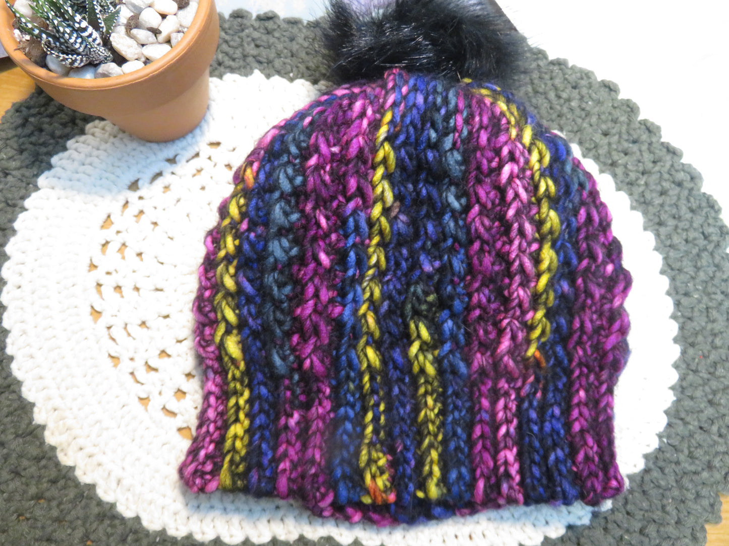 Hand crocheted beanie hat