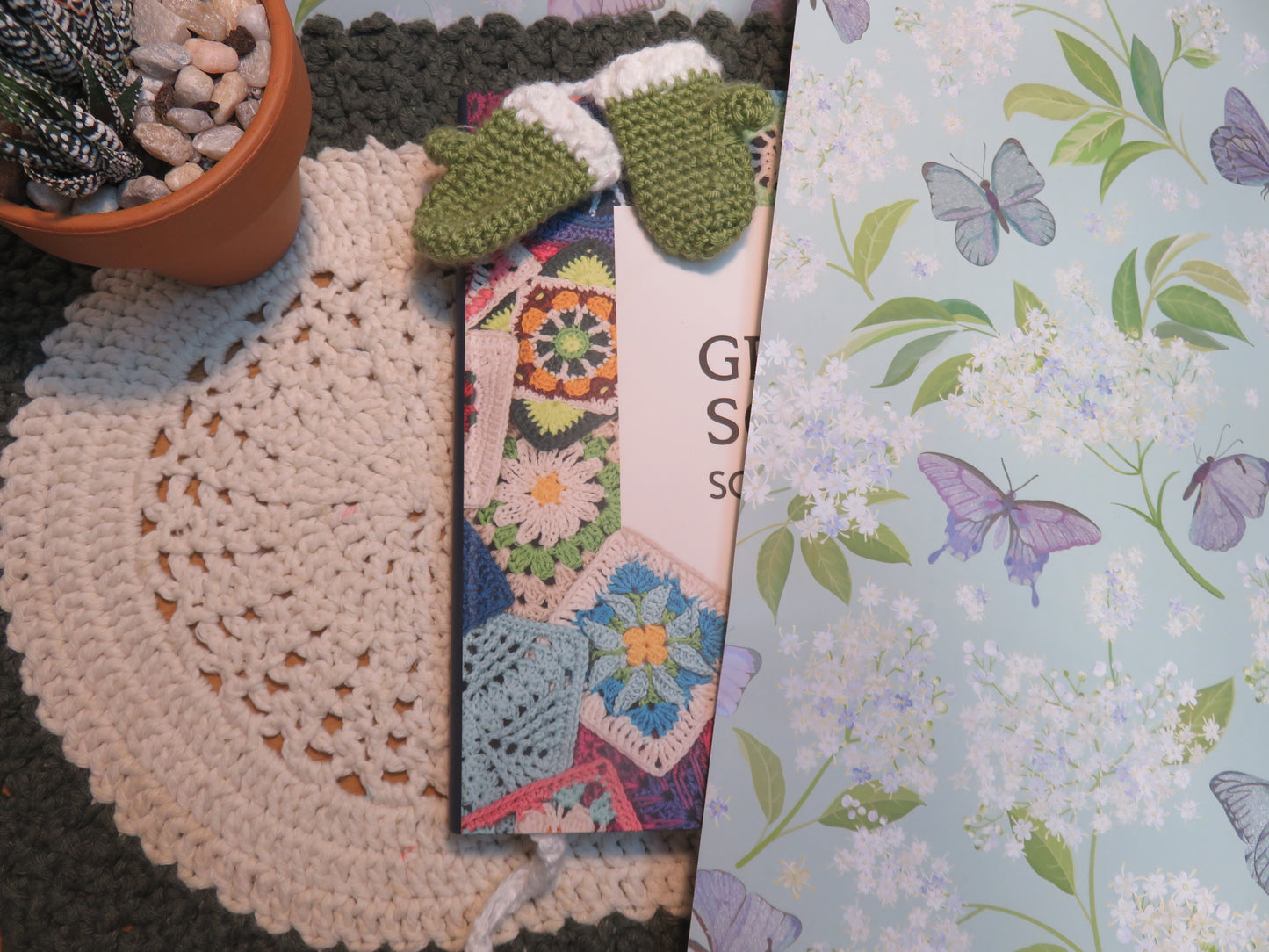 Crocheted Mittens Bookmark