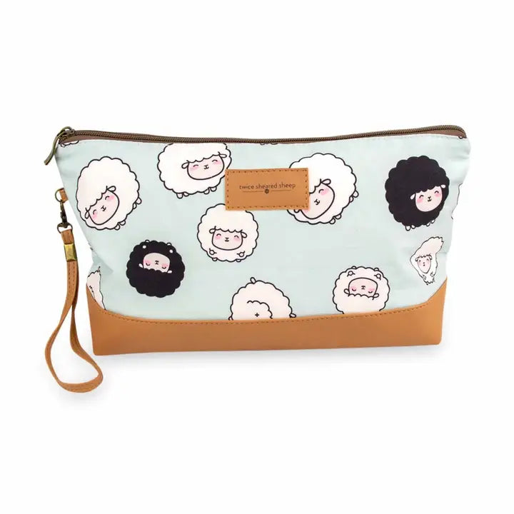 Chubby Sheep Trinity Bag–Medium Zippered Project Bag–Seafoam