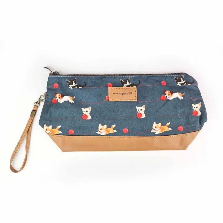 Cats & Dogs Trinity Bag – Medium Zippered Knitting Project Bag