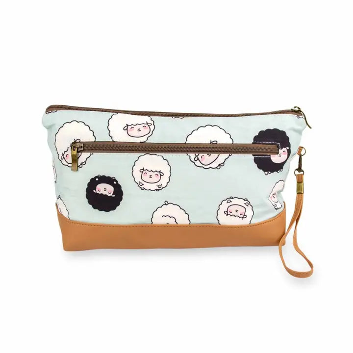 Chubby Sheep Trinity Bag–Medium Zippered Project Bag–Seafoam