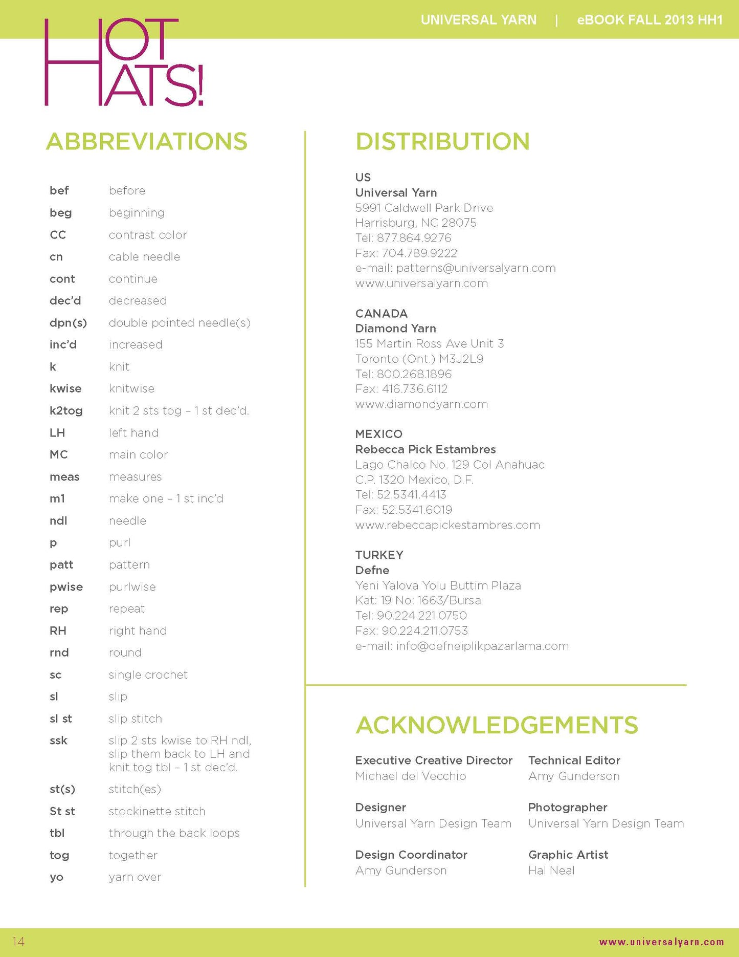 Free Pattern From Universal Yarns