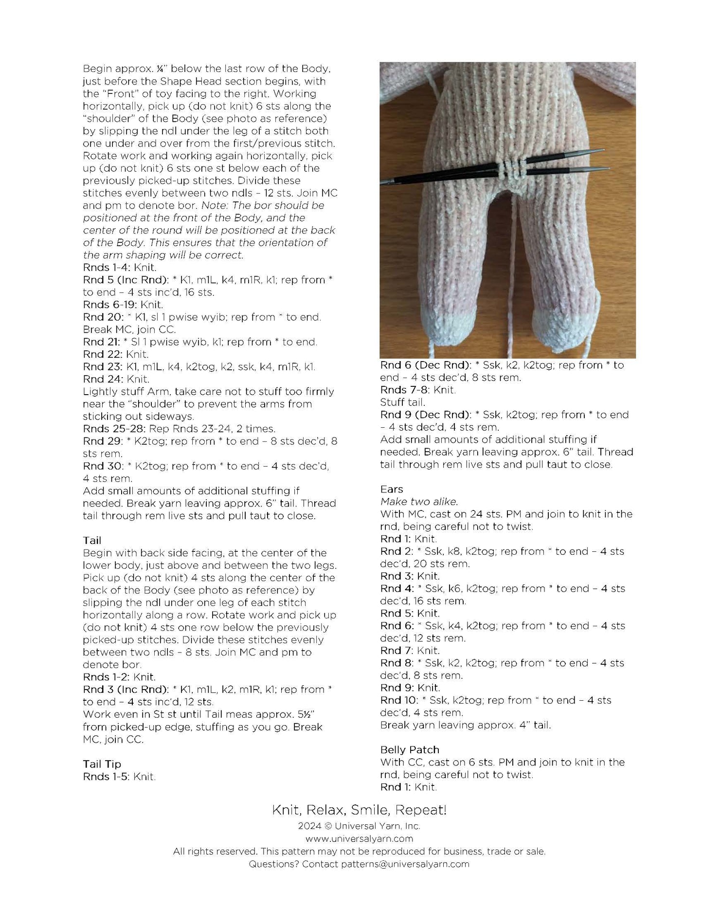 Free Pattern from Universal Yarns