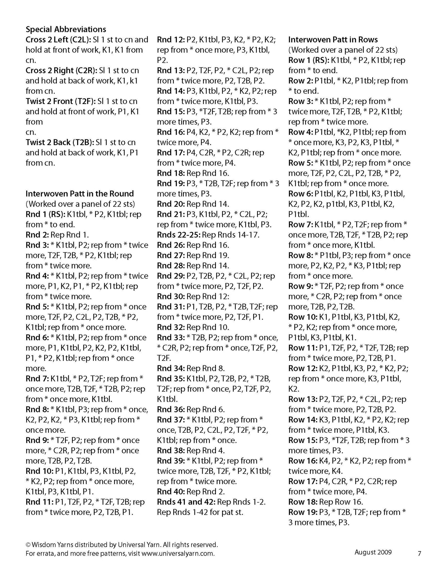 Free Pattern from Universal Yarn