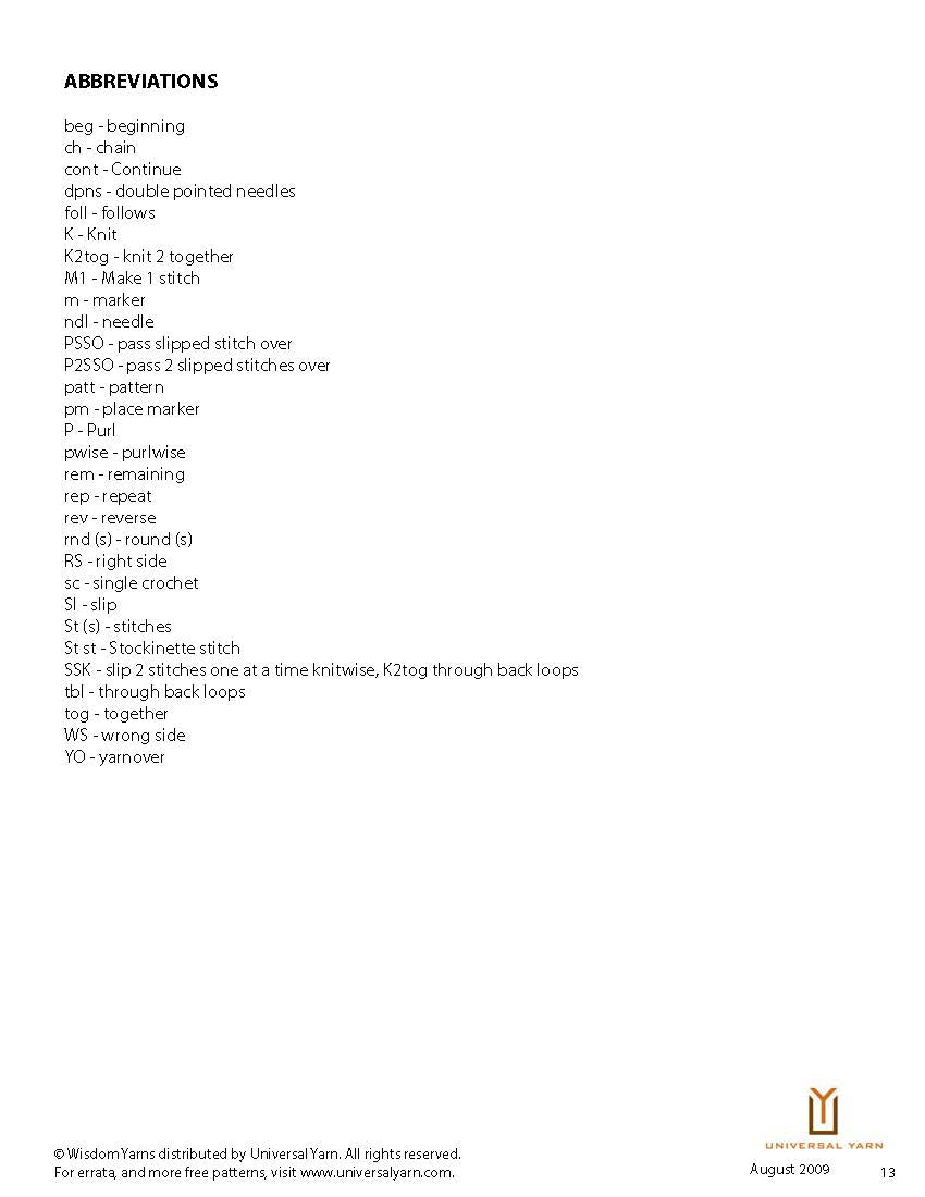 Free Pattern from Universal Yarn