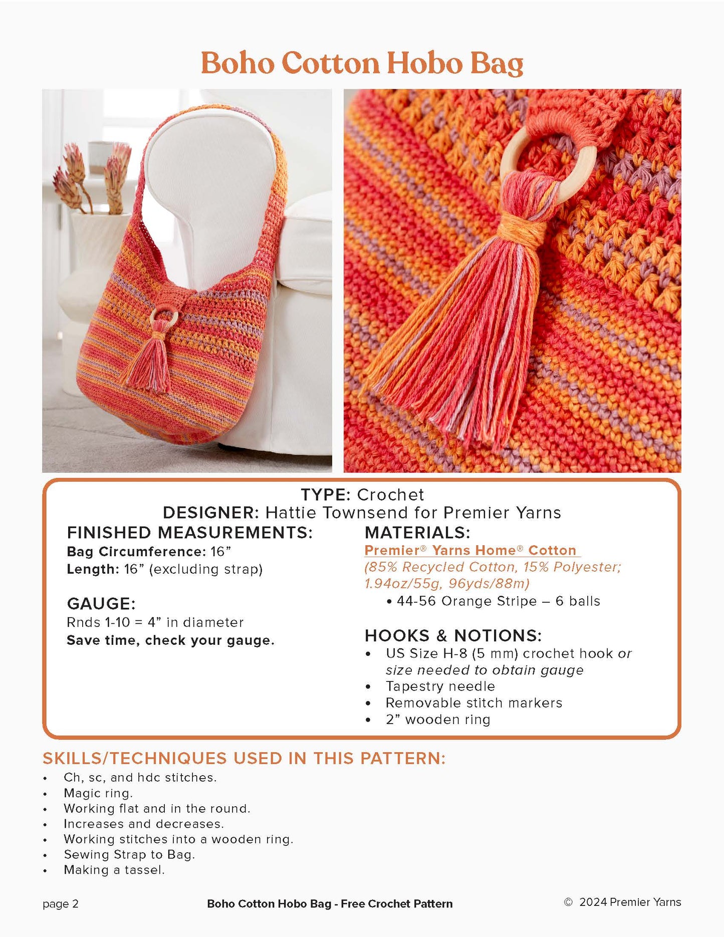 Free Pattern Boho Cotton Hobo Bag